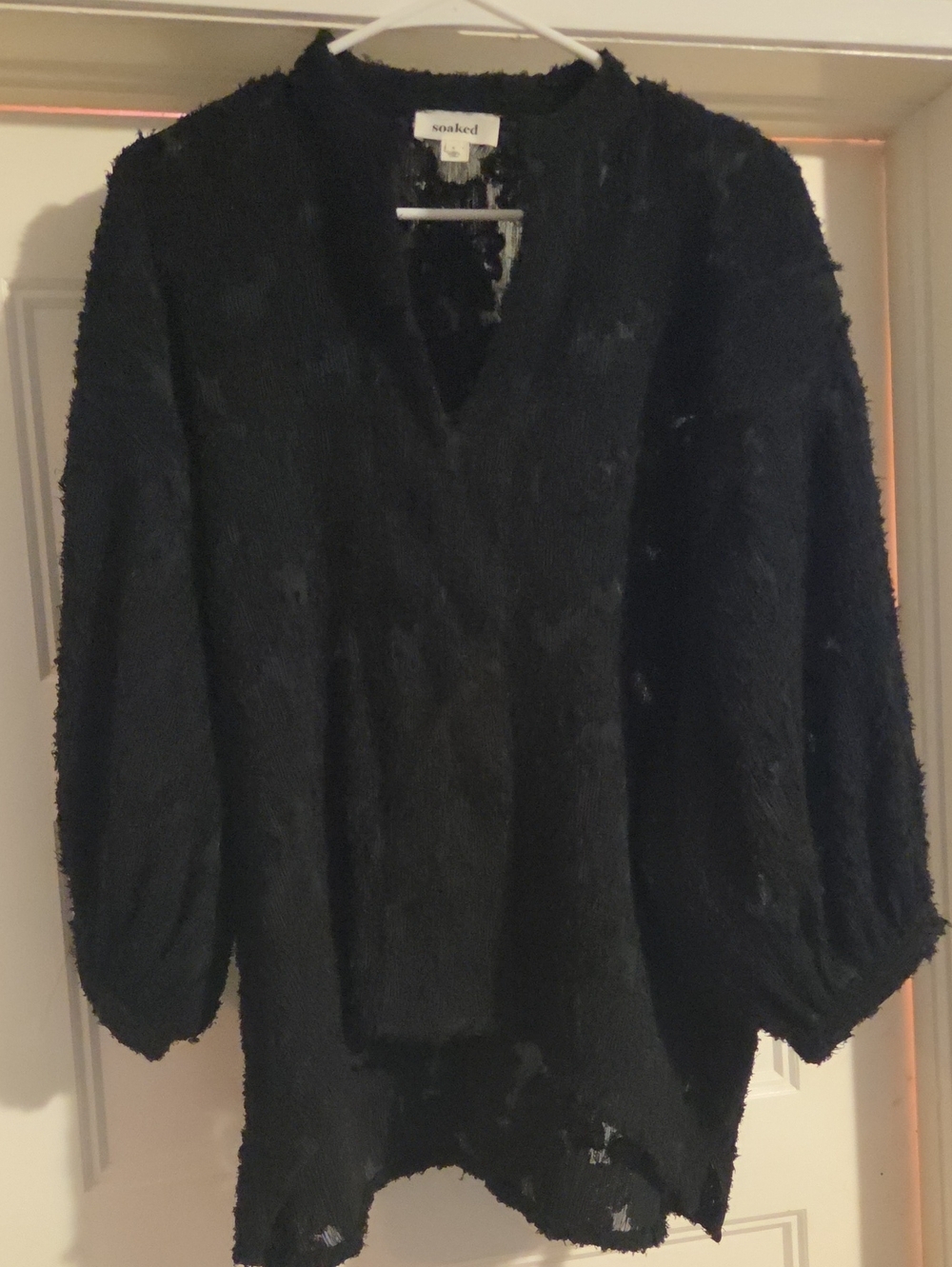 Soaked in Luxury Black Textured V-Neck Blouse